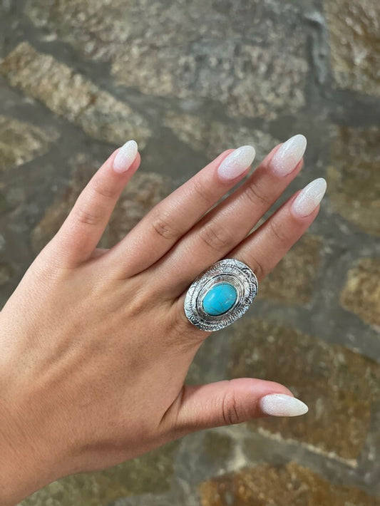 Bullseye Turquoise Adjustable Ring