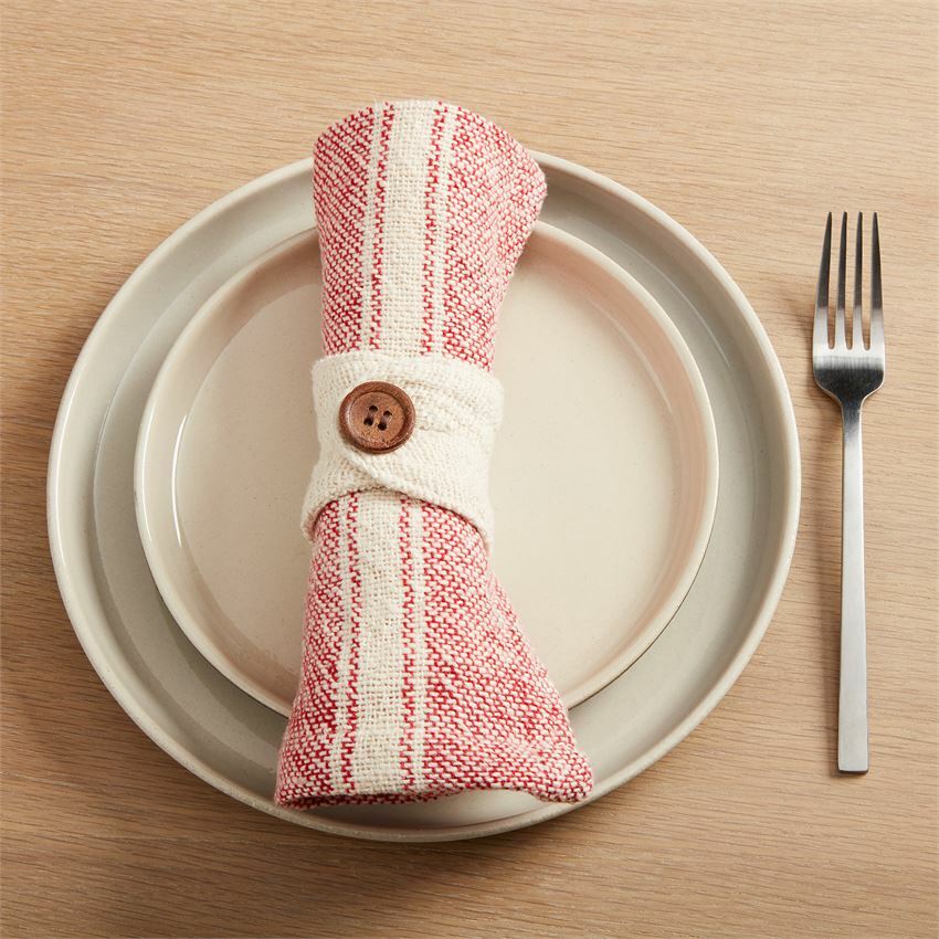 Mudpie Red Cloth Napkin with Button Napkin Ring