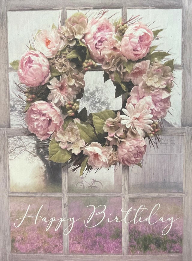 Floral Wreath Birthday Card Front