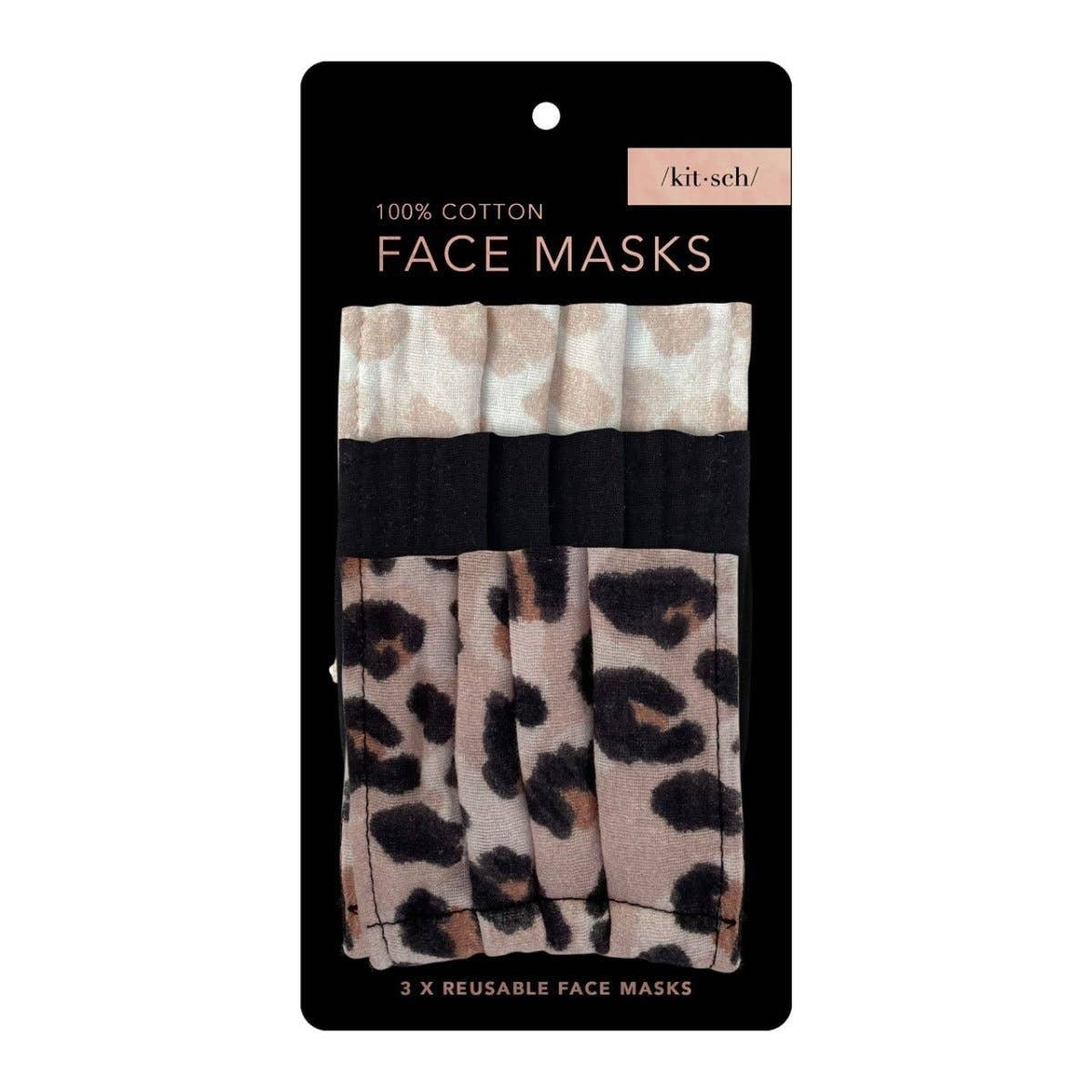 Set of 3 Leopard Cotton Face Masks