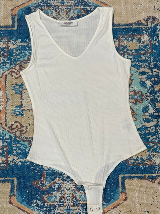 Basic Ribbed Tank Body Suit - Off White